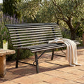 LONDON BENCH. Grey or red metal. Dimensions: 130 x 75 x 79 cm. Garden furniture.