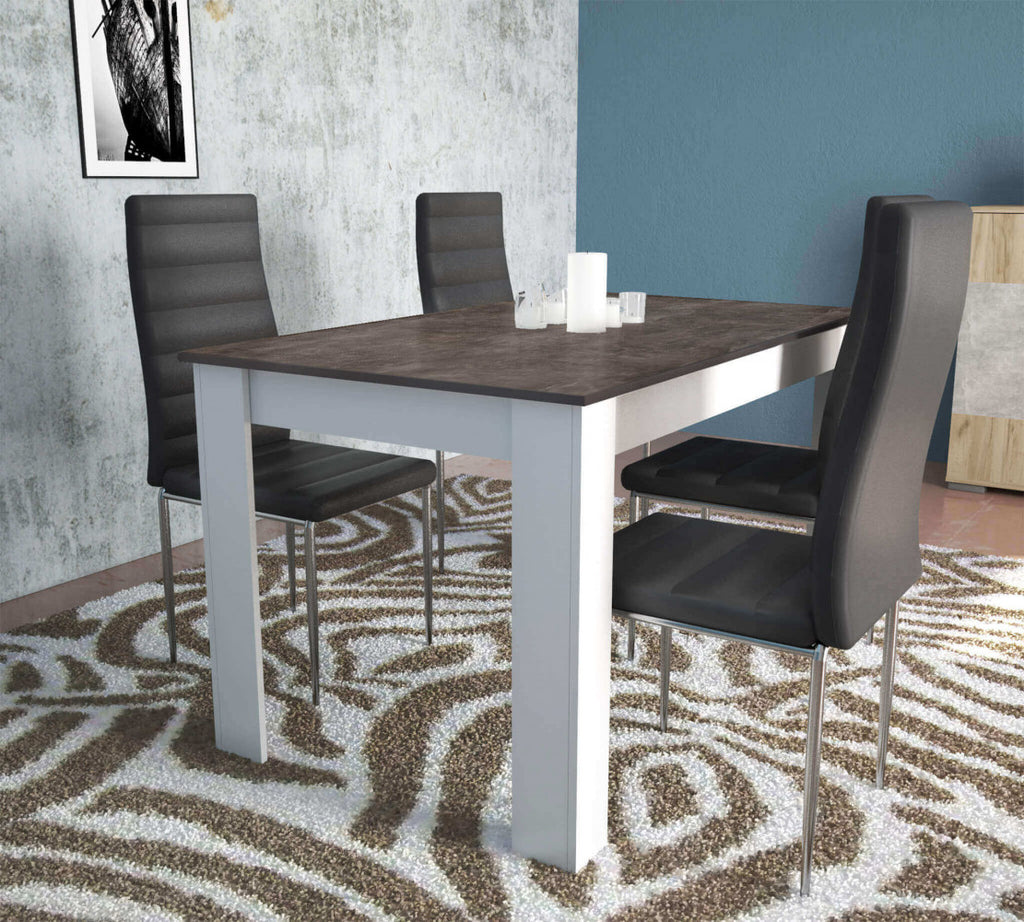 PEPPER TABLE, WHITE AND DARK GREY, CONCRETE EFFECT. Wooden sideboard, WHITE AND DARK GREY, CONCRETE EFFECT. Dimensions: 138 x 80 x 75 cm. Garden furniture.