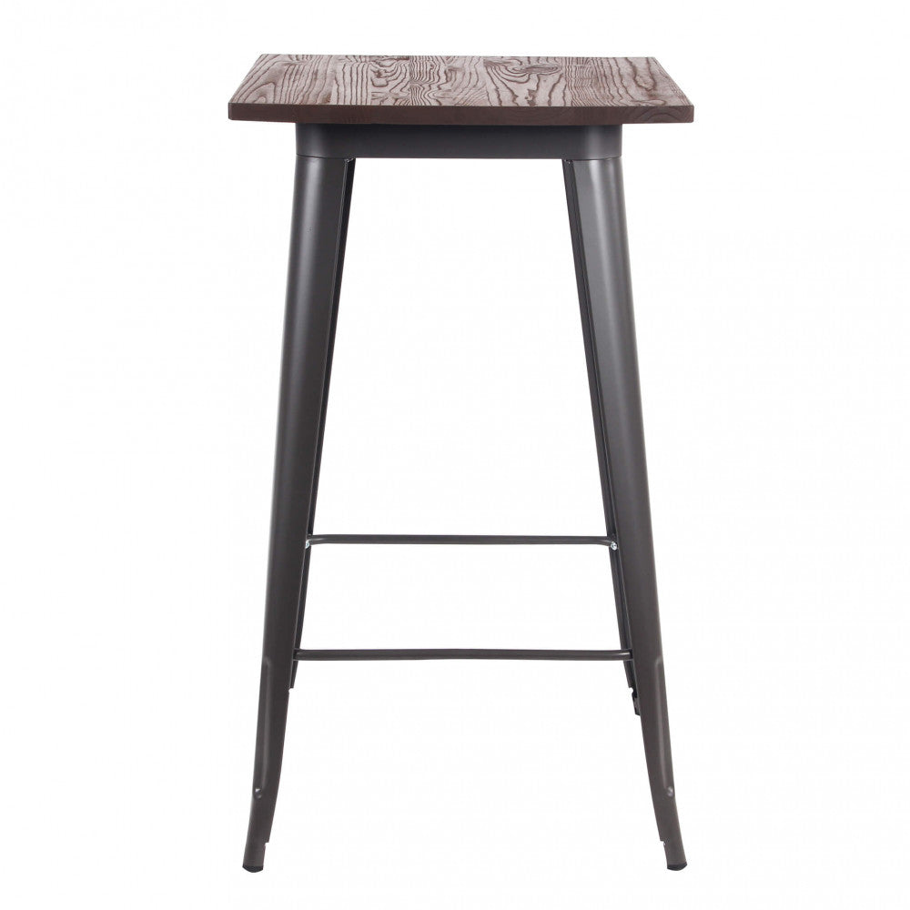 TAVOLINO ALTO PORDOI 60 X 60. Tavolo in metallo con piano in legno Dimensioni: cm 60 x 60 x 103 h.