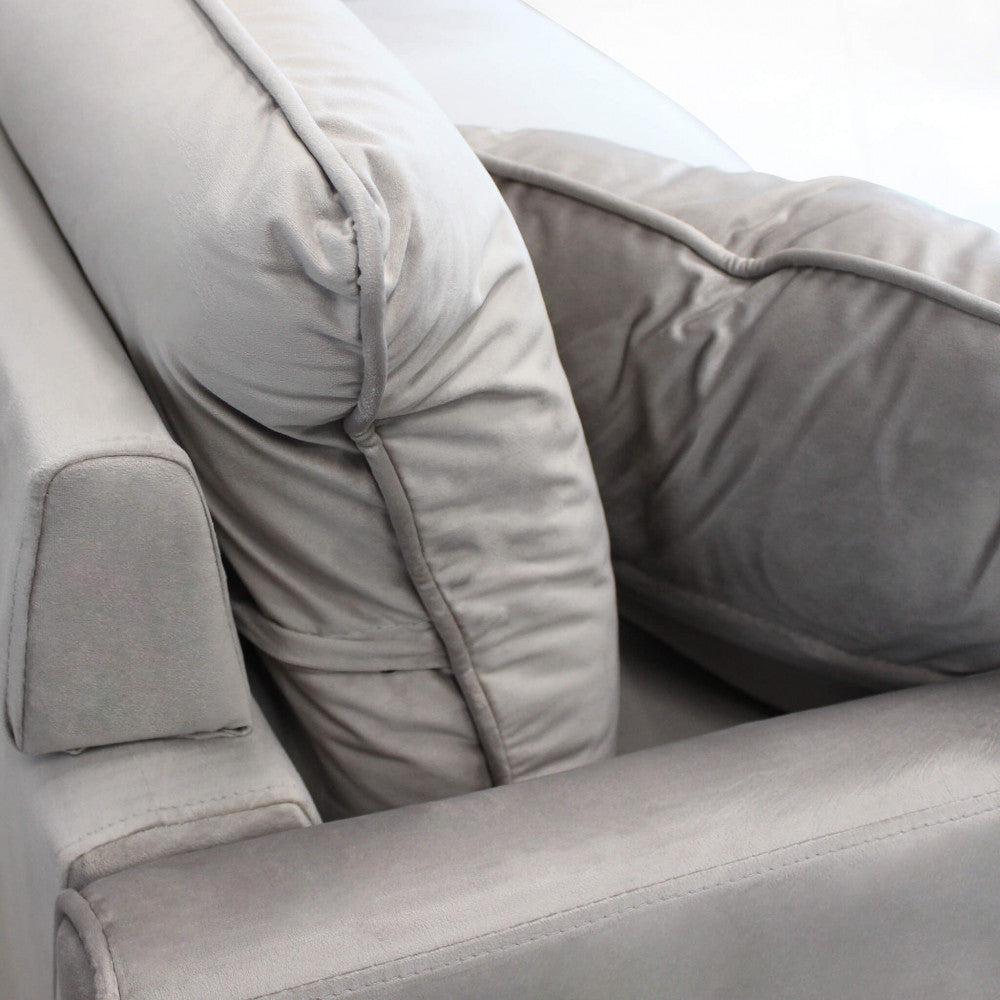 CHANDLER 3-SEAT SOFA. Sofa in TAUPE, BORDEAUX, GREY or BLUE velvet. Dimensions: 196 x 81 x 89 h cm.