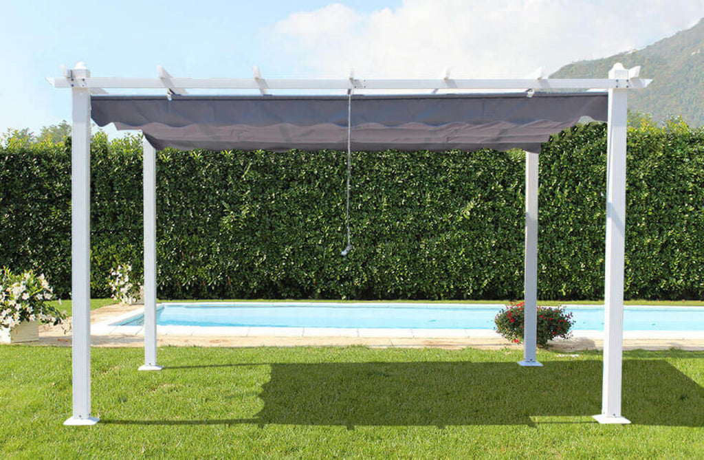 GAZEBO ASTORIA 3 X 4 TORTORA TELO GRIGIO. Telo in poliestere GRIGIO 180 gr struttura col. tortora in metallo ed alluminio. Arredo Giardino