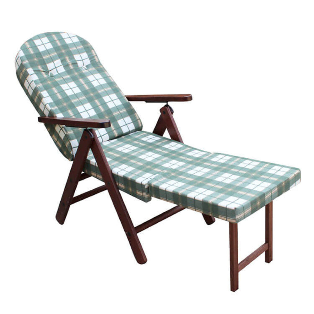 POLTRONA 4 POSIZIONI RELAX FAGGIO C/CUSCINO E PROLUNGA. Telaio in abete e traverse in faggio imbottitura di sfridi di spugna gomma piuma fodera in cotone 100% Dimensioni: cm 84/40x 60 x 100 h. Arredo Giardino