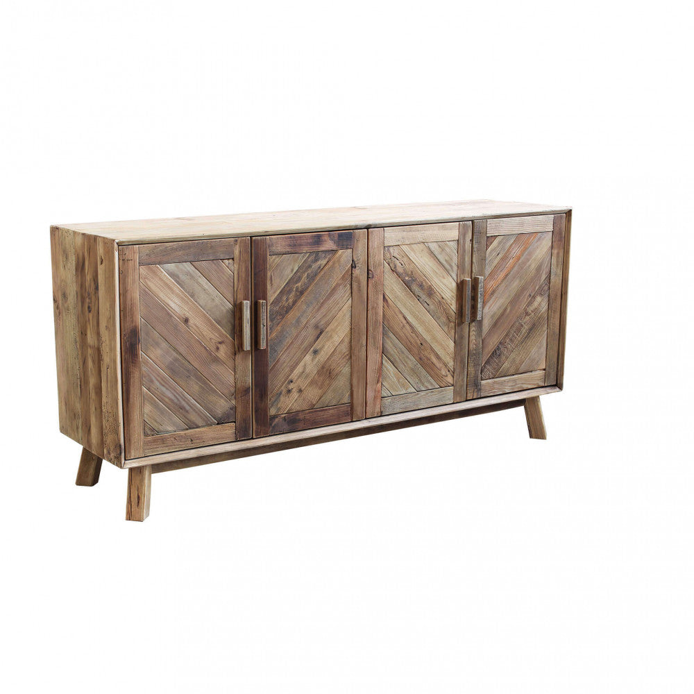 ROLAND SIDEBOARD. Sideboard with 4 doors in recycled pine wood. Dimensions: 180 x 48 x 85 cm.