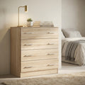 MOBILE SOLIVO 5 CASSETTI QUERCIA CHIARO. Dimensioni: cm 80 x 45 x 91 h.
