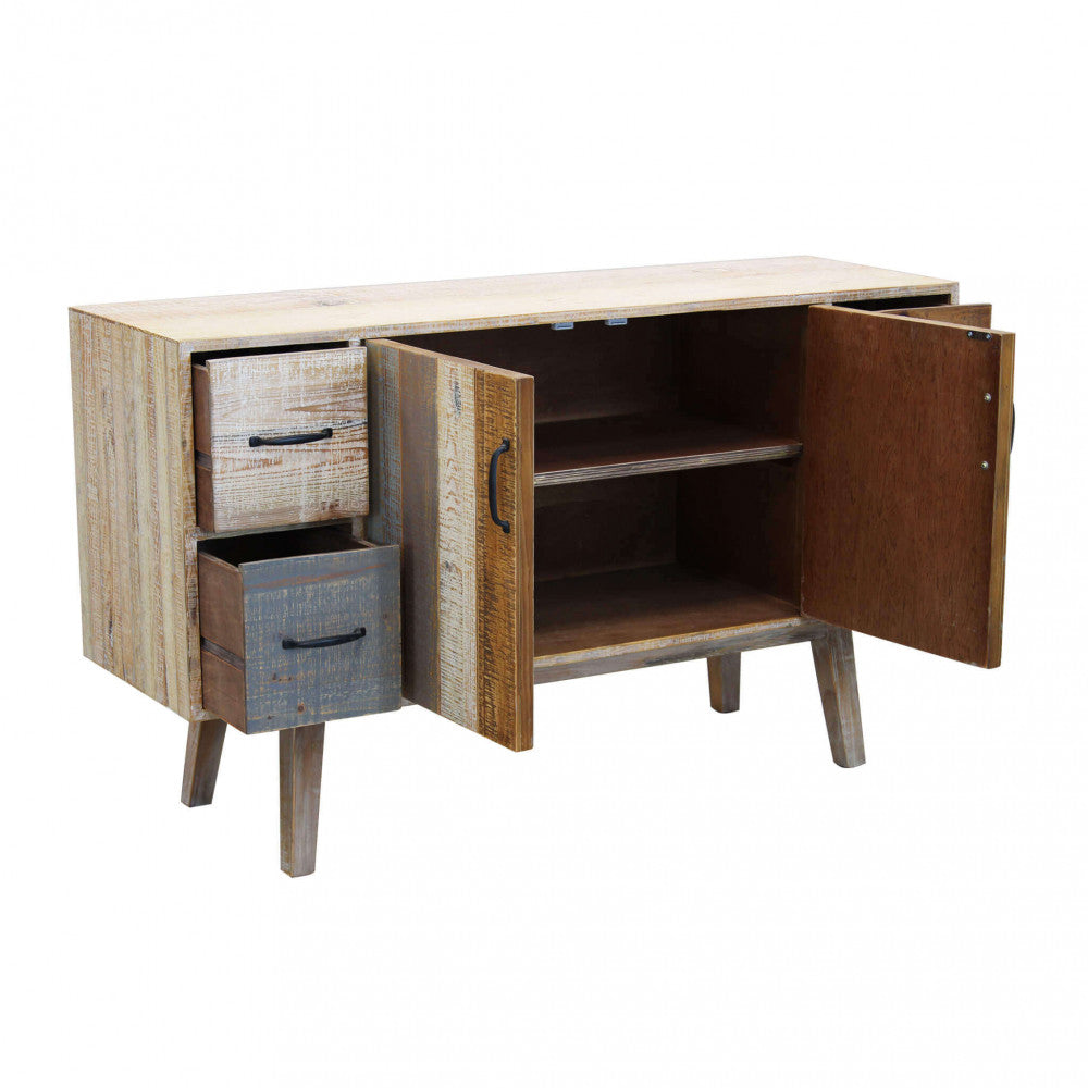 MOBILE FRED. Mobile con 4 cassetti e 2 ante in legno colorato Dimensioni: cm 131 x 40 x 77 h.