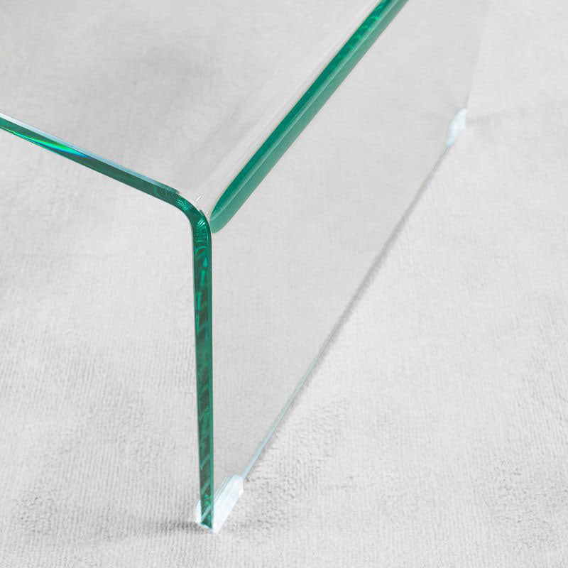 Tavolino Valle in vetro curvato 80x45x35 cm