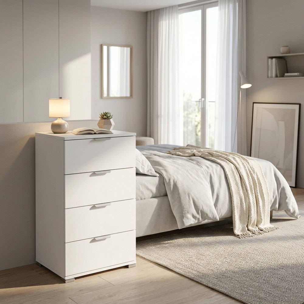 MOBILETTO ASTER 4 CASSETTI BIANCA. Dimensioni: cm 45 x 38 x 85 h.