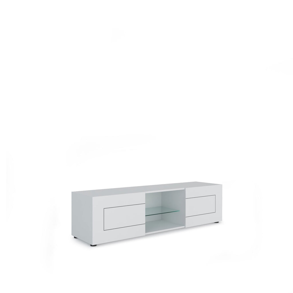 Porta TV 2 ante con vano a giorno 150x40x40 cm Fassa bianco lucido
