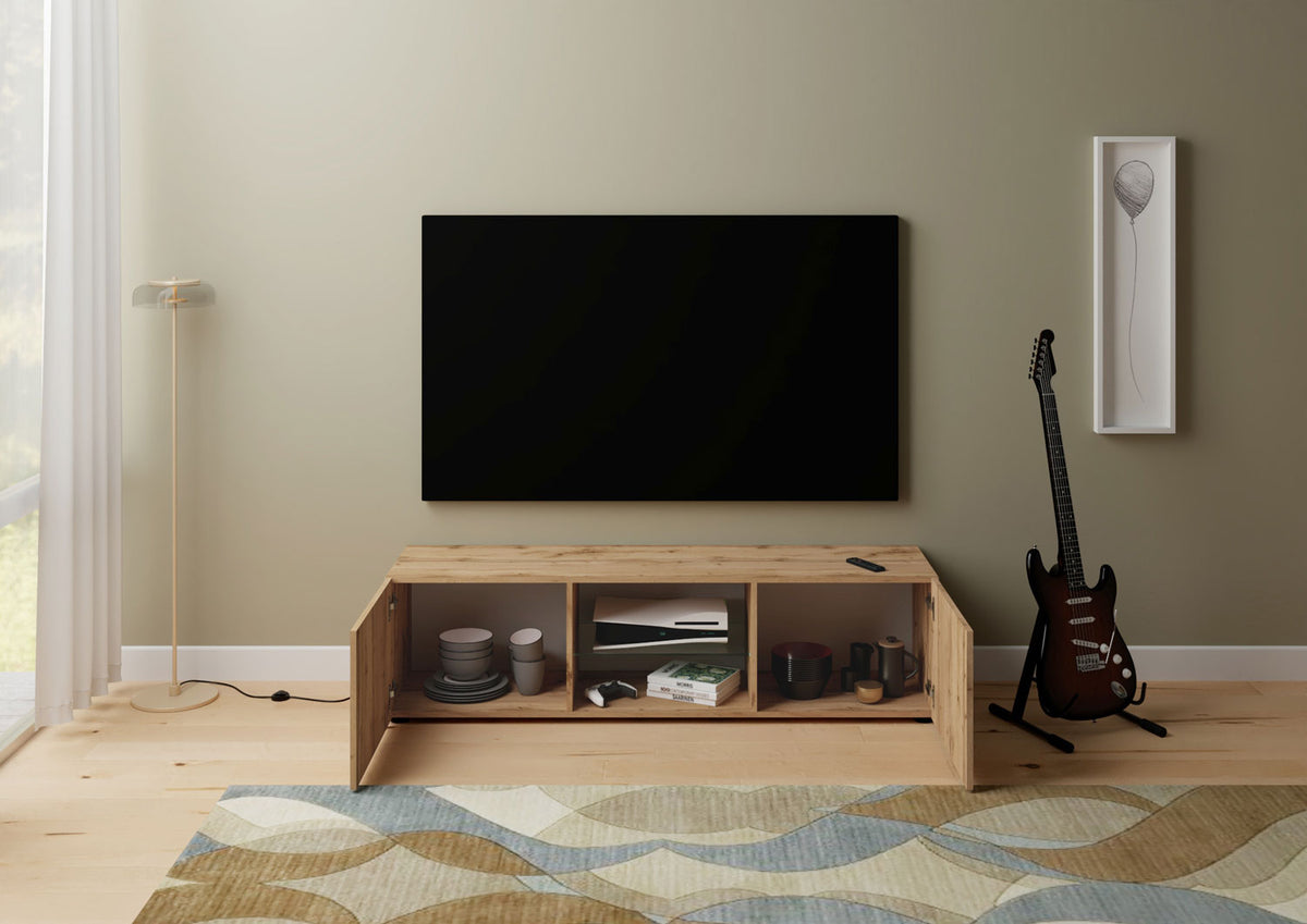 Porta TV 2 ante con vano a giorno 150x40x40 cm Fassa quercia natura