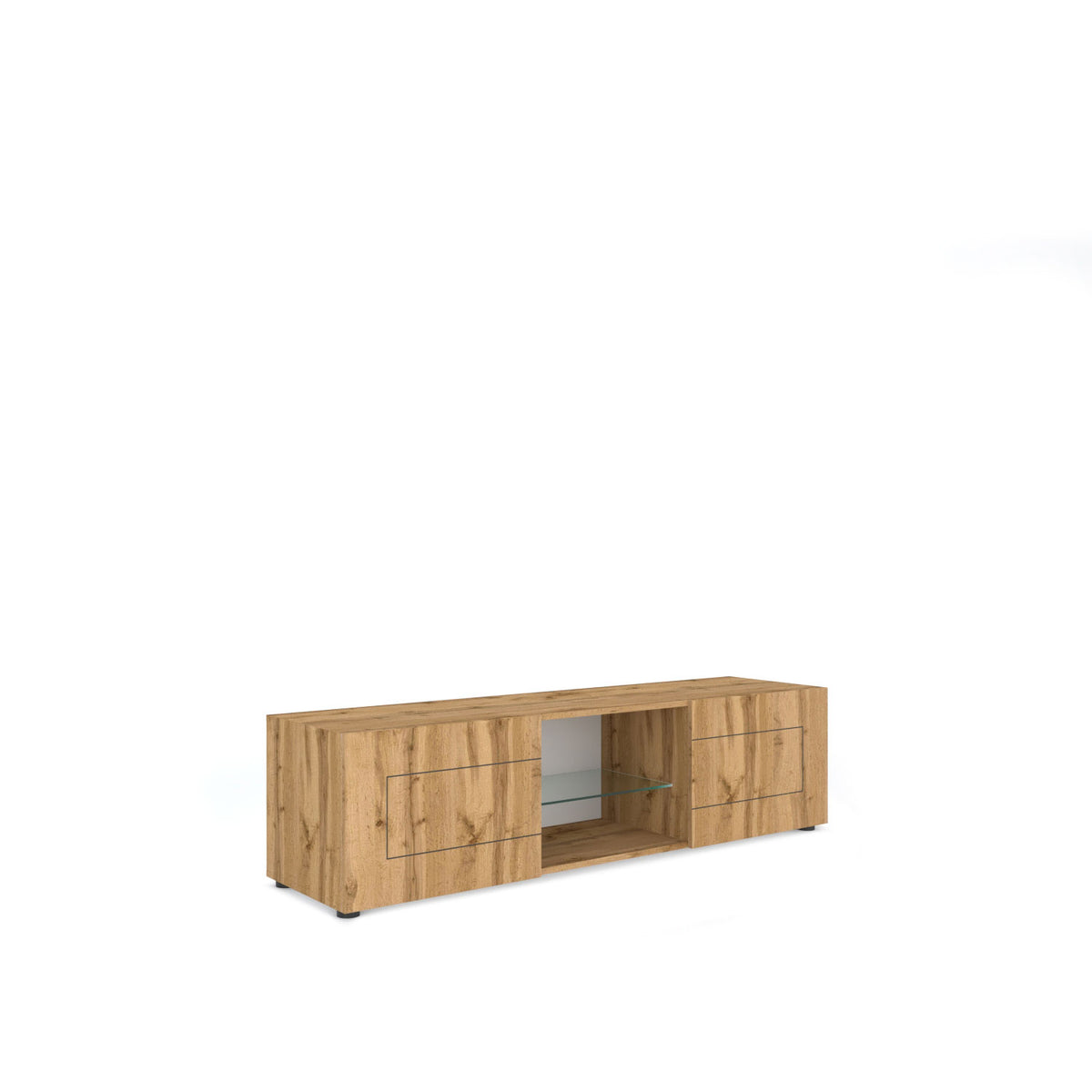 Porta TV 2 ante con vano a giorno 150x40x40 cm Fassa quercia natura