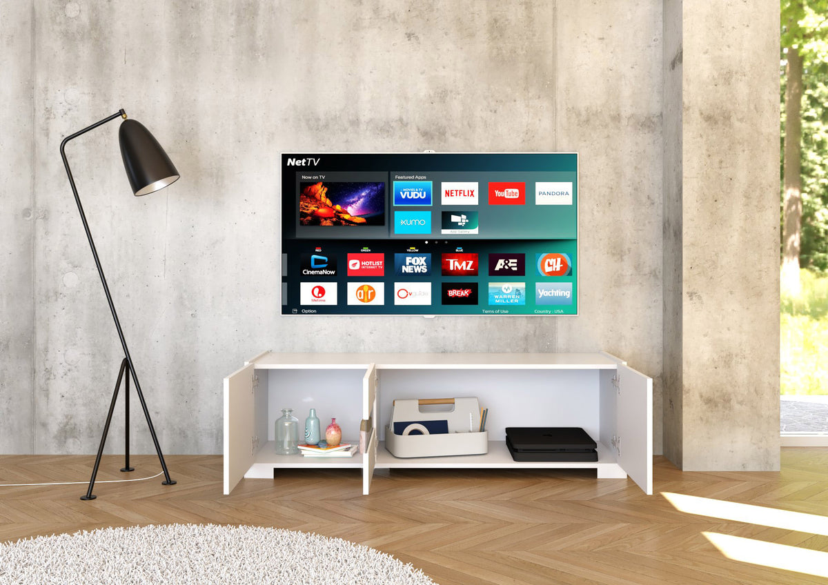 Porta TV 3 ante 130x40x40 cm Buscole bianco lucido