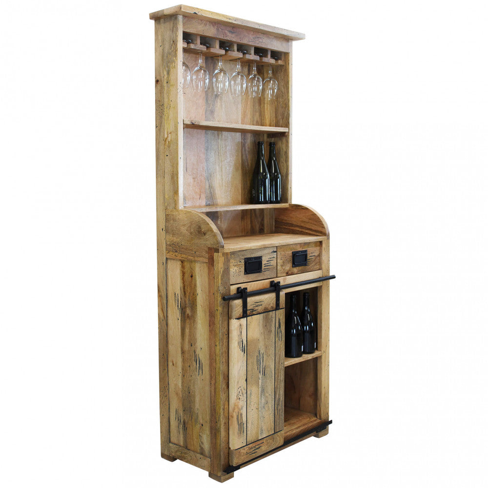 MOBILE YORICK. Mobile in legno di mango con 1 anta scorrevole, 2 ripiani, 2 cassetti Dimensioni: cm 90 x 40 x 190 h.