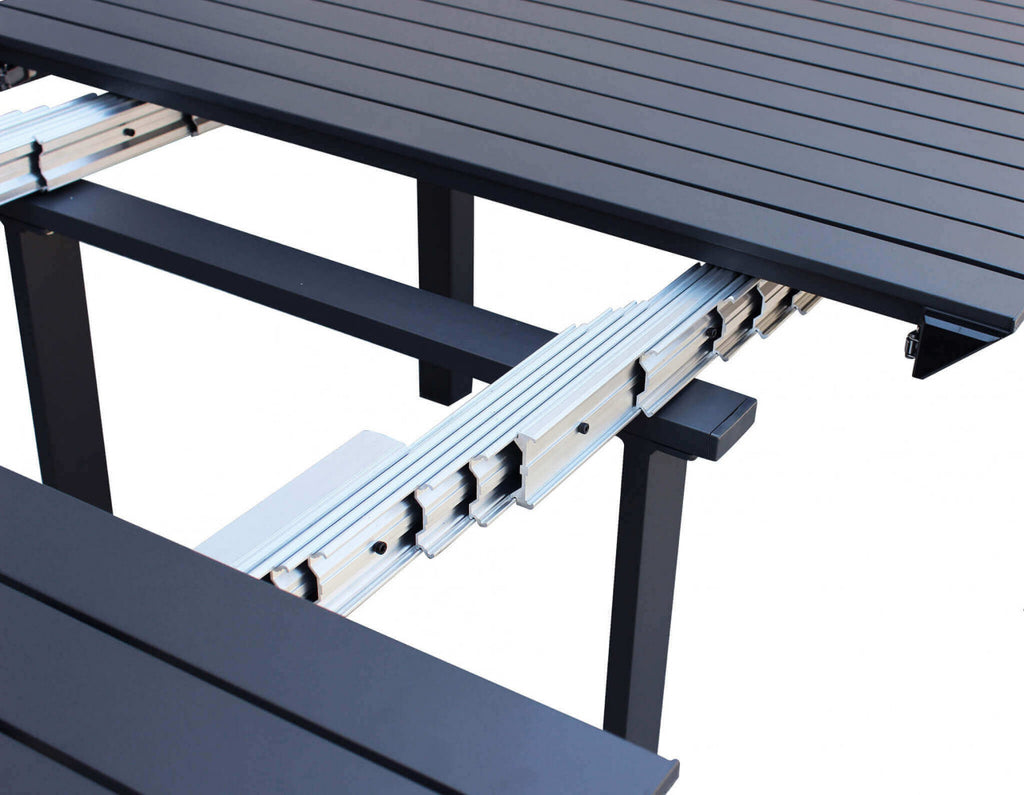CONSOLLE 85 X 51,50/104/156/208/260. Struttura in alluminio verniciato BIANCO o ANTRACITE Dimensioni: cm 100 x 51,50/104/156/208/260 x 74 h.