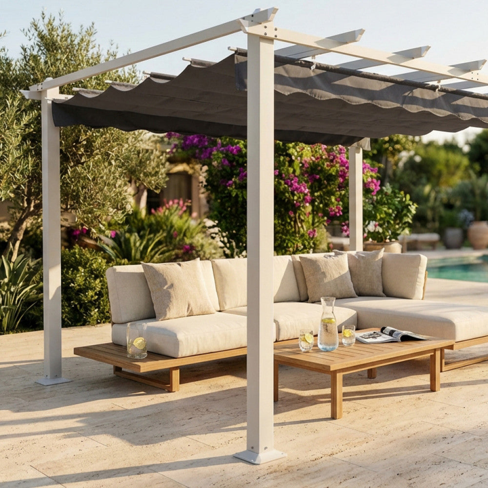 GAZEBO ASTORIA 3 X 3 TORTORA TELO GRIGIO. Telo in poliestere GRIGIO 180 gr struttura col. tortora in metallo ed alluminio. Arredo Giardino