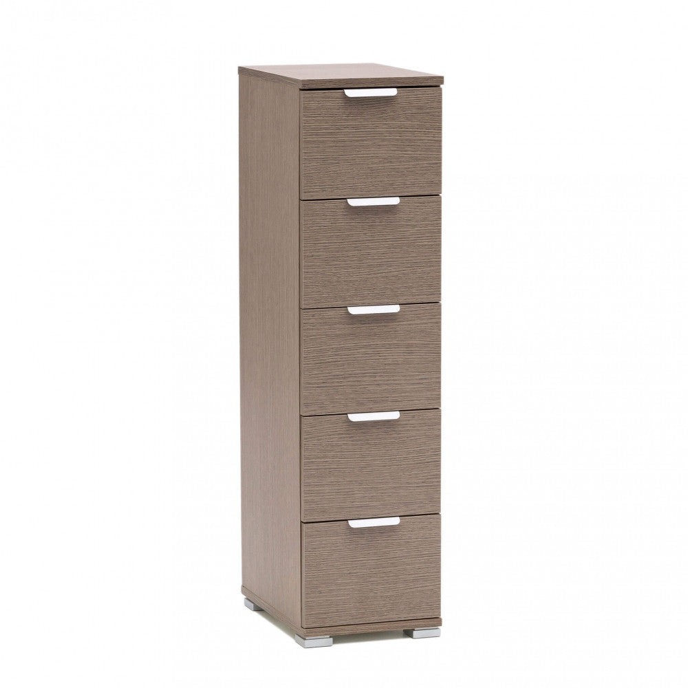 CASSETTIERA TAZZ 5 CASSETTI ROVERE GRIGIO. Dimensioni: cm 27 x 38 x 103 h.