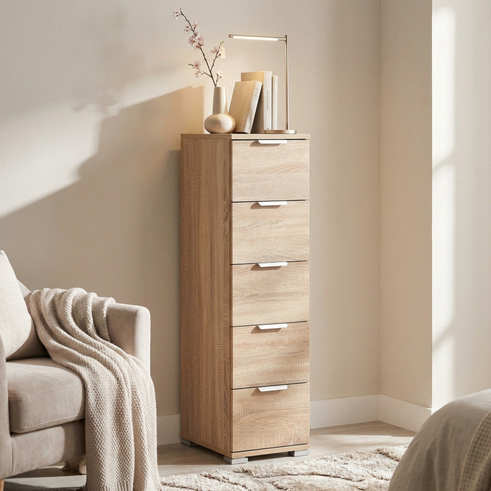 CASSETTIERA TAZZ 5 CASSETTI NATURALE. Dimensioni: cm 45 x 38 x 85 h.