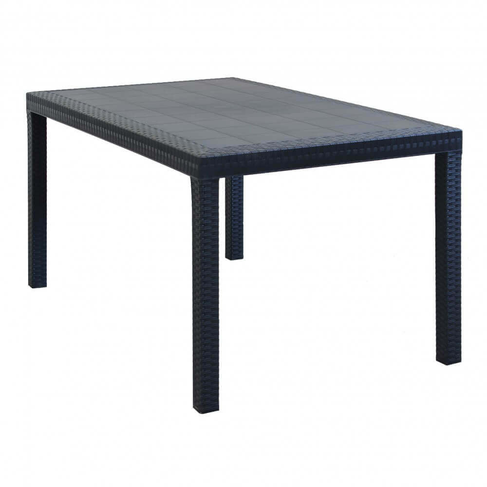 TAVOLO HOUSTON 150 X 90. Struttura in plastica stampata, wicker ANTRACITE o BIANCO o MARRONE Dimensioni: cm 150 x 90 x 74 h. Arredo Giardino
