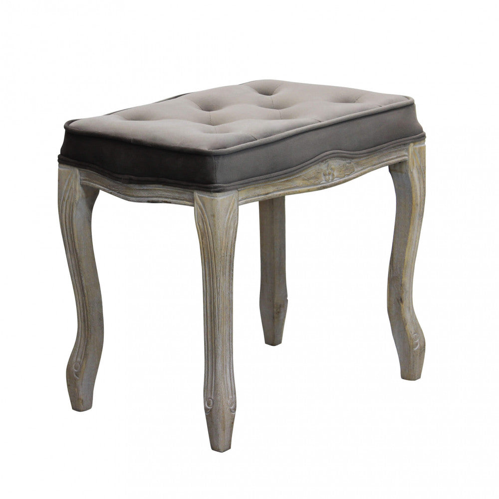 MARLY STOOL IN TAUPE VELVET. Dimensions: 50 x 36 x 47 cm h.