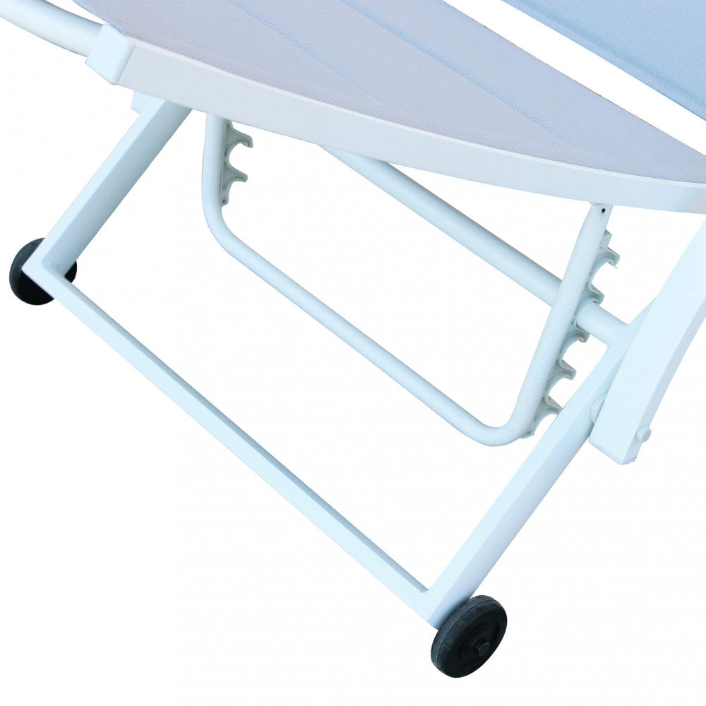 MALAGA STACKABLE LOUNGER. Frame in painted aluminum (WHITE, TAUPE, or ANTHRACITE). Padded ECRU textilene with armrests. Dimensions: 196.5 x 71 x 92.5 cm. Garden Furniture.