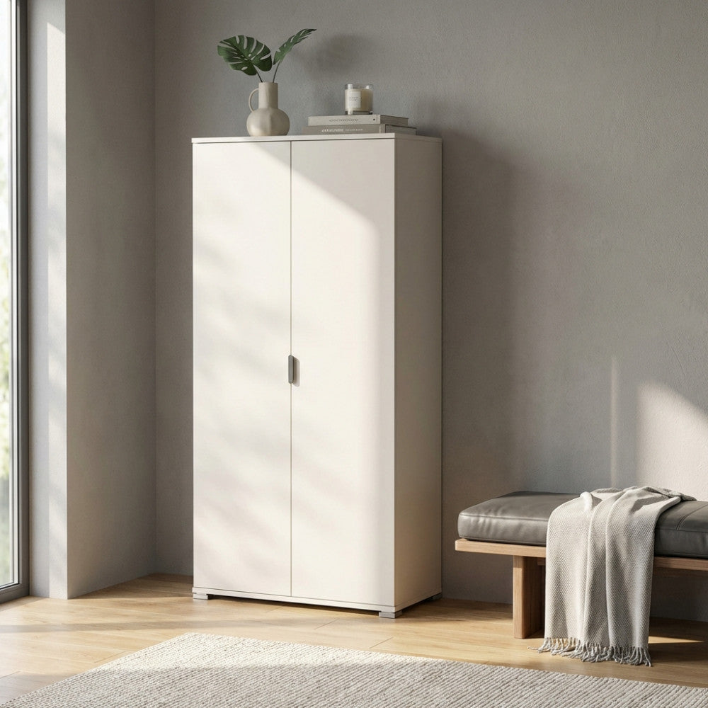 LEWIS 2-DOOR WARDROBE 180 WHITE. Dimensions: 75 x 38 x 174 h cm.