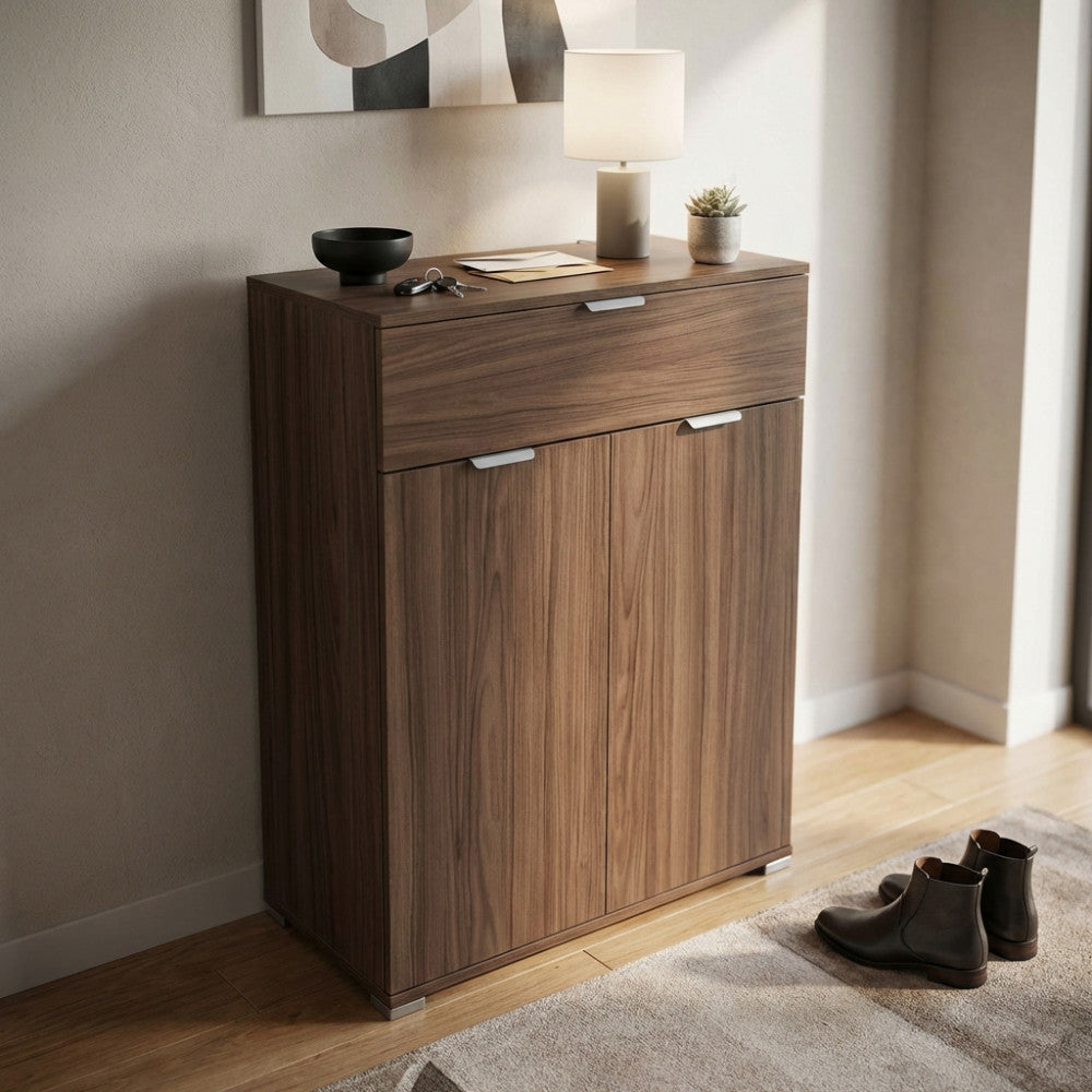 MOBILETTO CLOUD CON 2 ANTA E 1 CASSETTO TINTA NOCE. Dimensioni: cm 75 x 38 x 112 h.