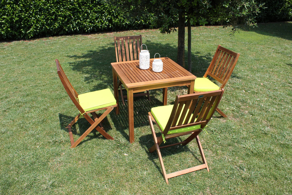TAVOLO 80 X 80. Legno di Acacia massiccio spessore 22 mm misure delle gambe cm 4,5 x 4,5 Dimensioni: cm 80 x 80 x 74 h. Arredo Giardino