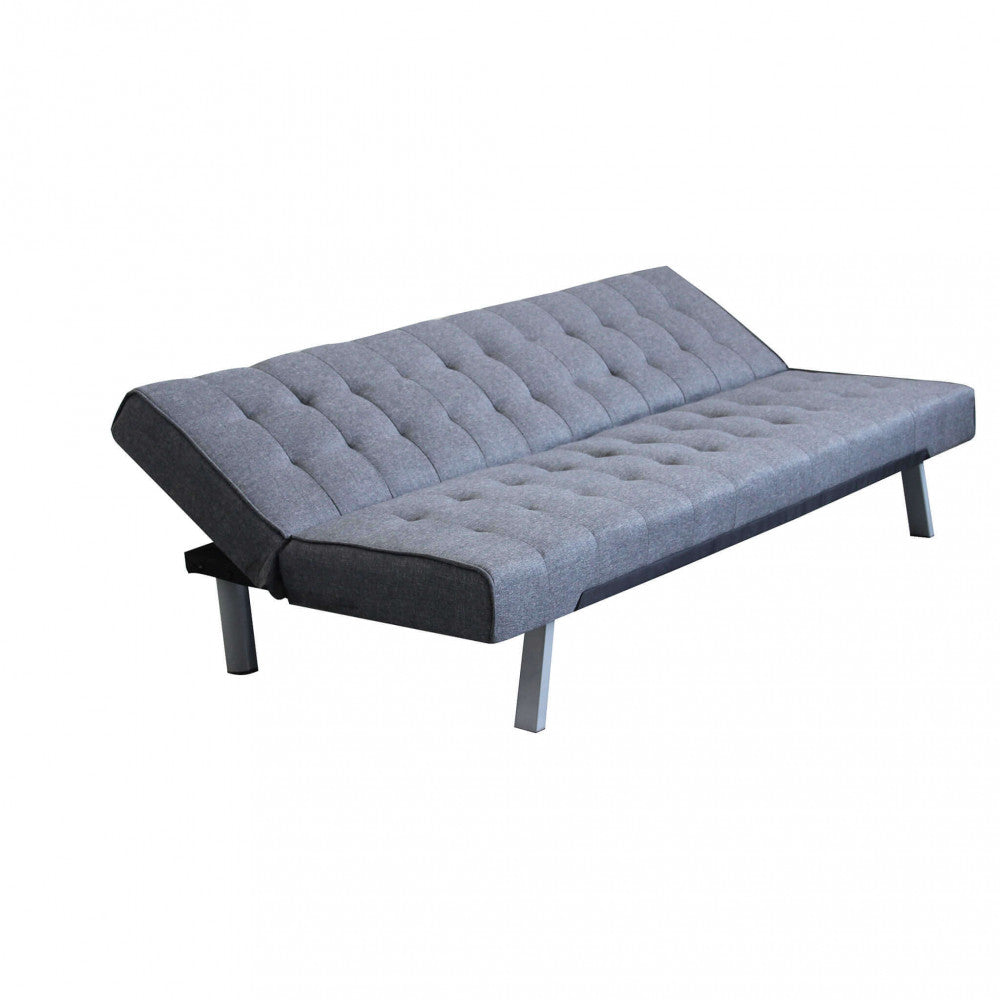 DIVANO LETTO BARRY. Divano Letto GRIGIO SCURO MELANGE struttura in metallo e legno Dimensioni: D.178x80x72/DL.178x92x35.