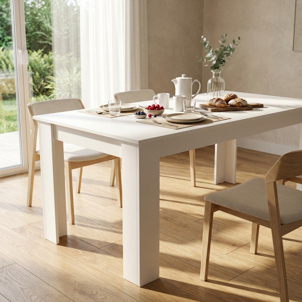 WHITE PEPPER TABLE. WHITE wooden table. Dimensions: 138 x 80 x 75 cm. Garden furniture.