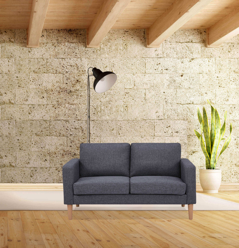 RAMSEY 2-SEATER SOFA. LIGHT GREY or DARK GREY or BLUE or BEIGE sofa with polypropylene legs. Dimensions: 137 x 73 x 82 h cm.