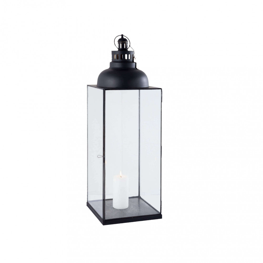 LANTERNA MISSIE GRANDE. Lanterna ANTRACITE in metallo e vetro Dimensioni: cm 29 x 29 x 89 h. Arredo Giardino