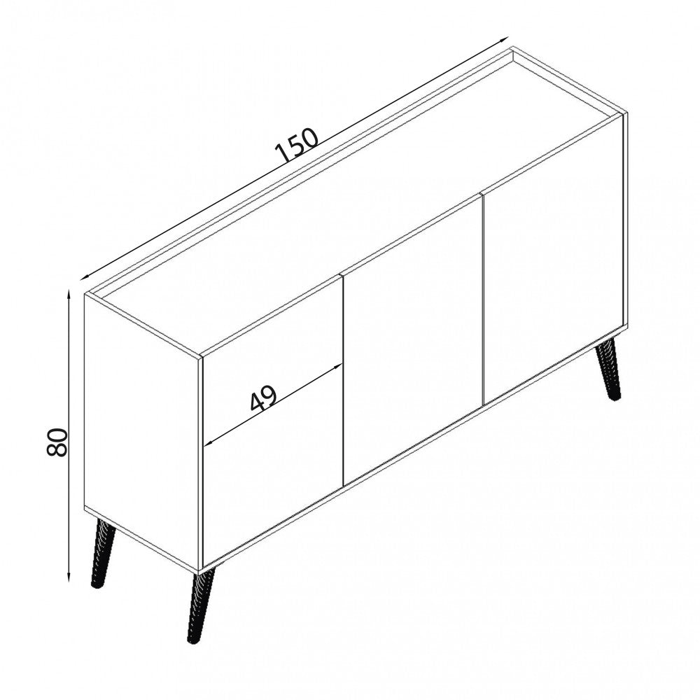 MOBILE FLIN 3 ANTE ANTRACITE E PINO CHIARO. Dimensioni: cm 150 x 40 x 78 h.