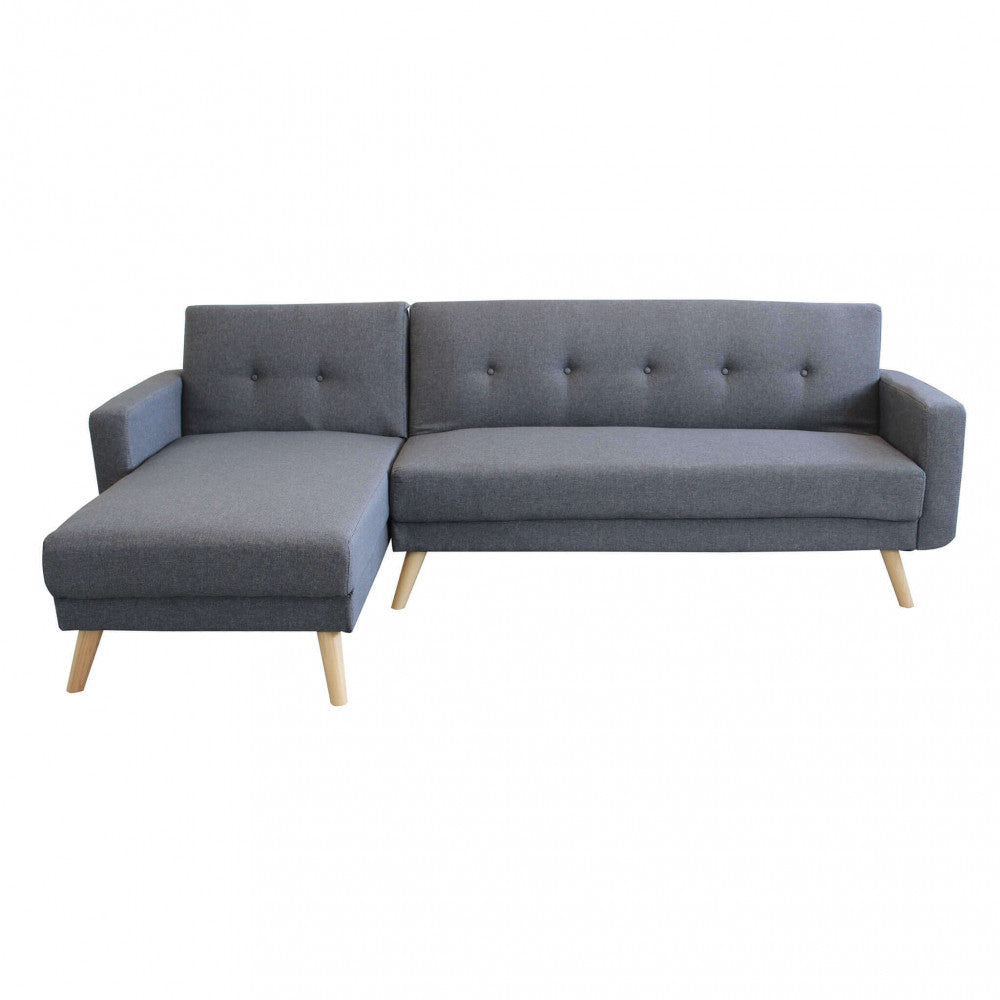 DIVANO LETTO ARTHUR. Divano Letto GRIGIO SCURO MELANGE struttura in metallo e legno Dimensioni: D.176x84x84/DL.176x105x45/S.74x157x84/SL.74x178x45.