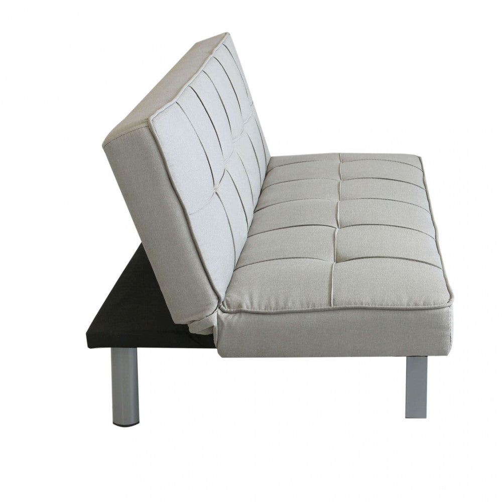 DIVANO LETTO AARON. Divano Letto GRIGIO CHIARO MELANGE struttura in metallo e legno Dimensioni: D.178x81x71/DL.178x96x35.