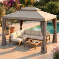 GAZEBO AVANA 3 X 4. Telo in poliestere AVORIO 180 gr e laterali 160 gr struttura in alluminio finitura NERA completo di 4 tende e zanzariere Dimensioni: m 3 x 4. Arredo Giardino