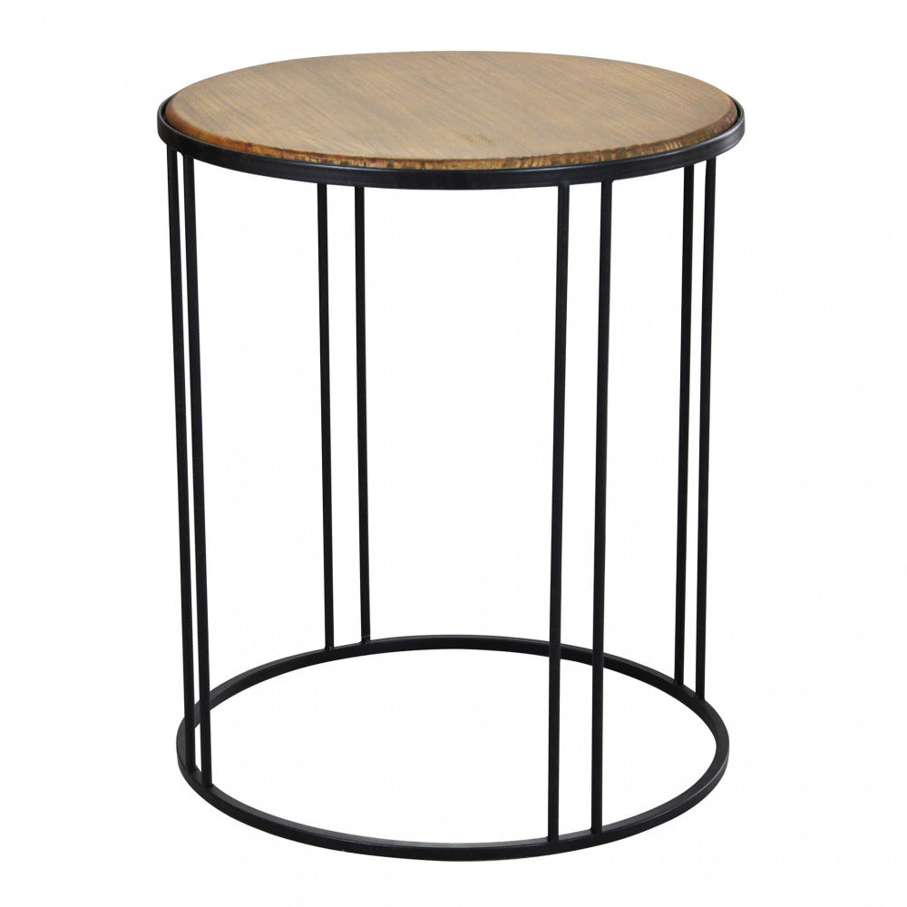 TAVOLINO ARKELL. Tavolino in ferro e legno Dimensioni: cm 56 x 56 x 66,5 h.