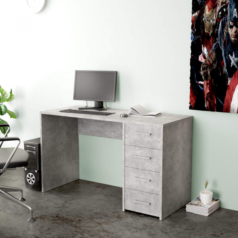 TOPAZ GREY CONCRETE-EFFECT LAPTOP STAND. GREY CONCRETE-EFFECT wooden laptop stand. Dimensions: 120 x 50 x 74 h cm.
