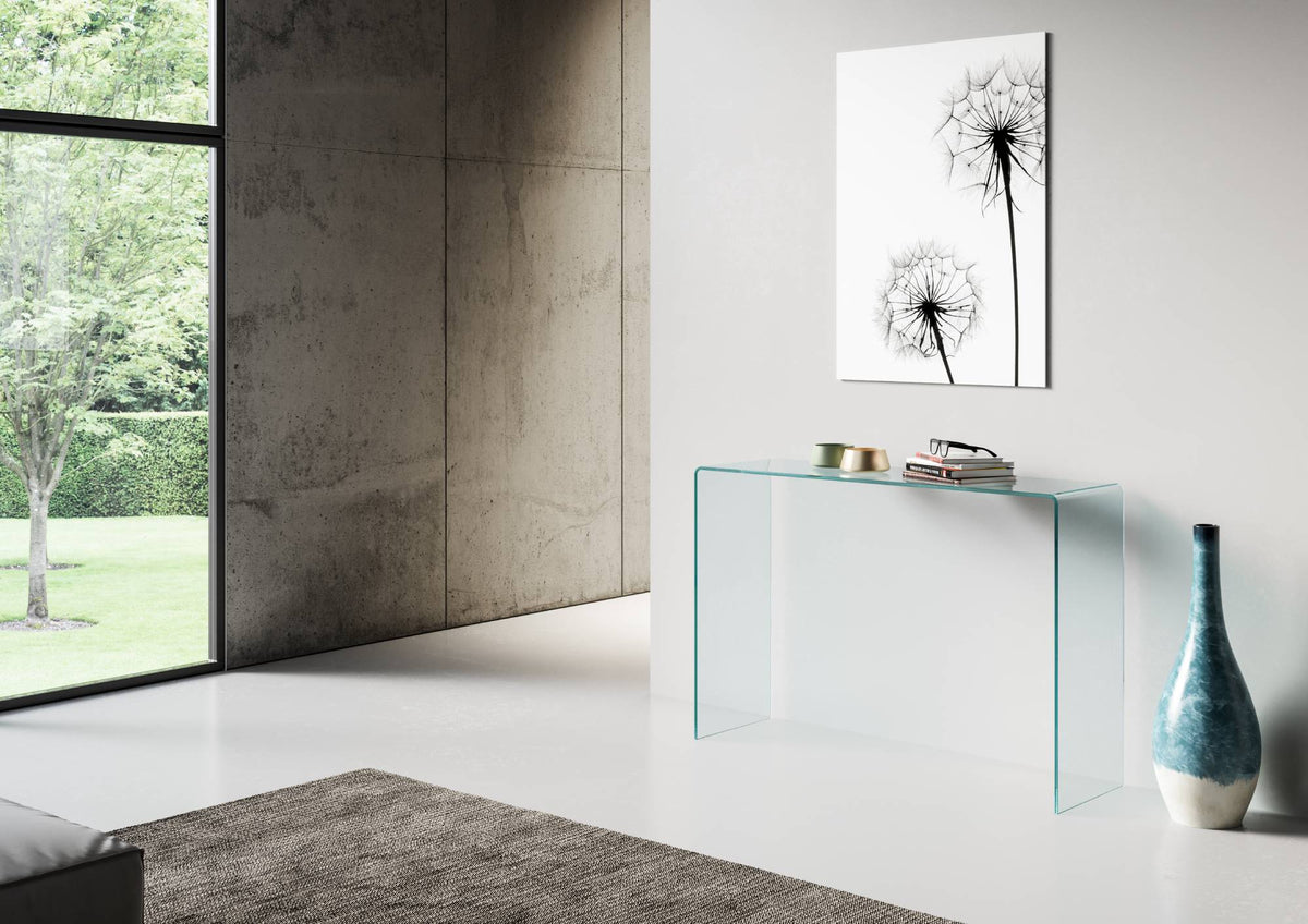 Consolle Marebbe in vetro curvato 120x40x80 cm