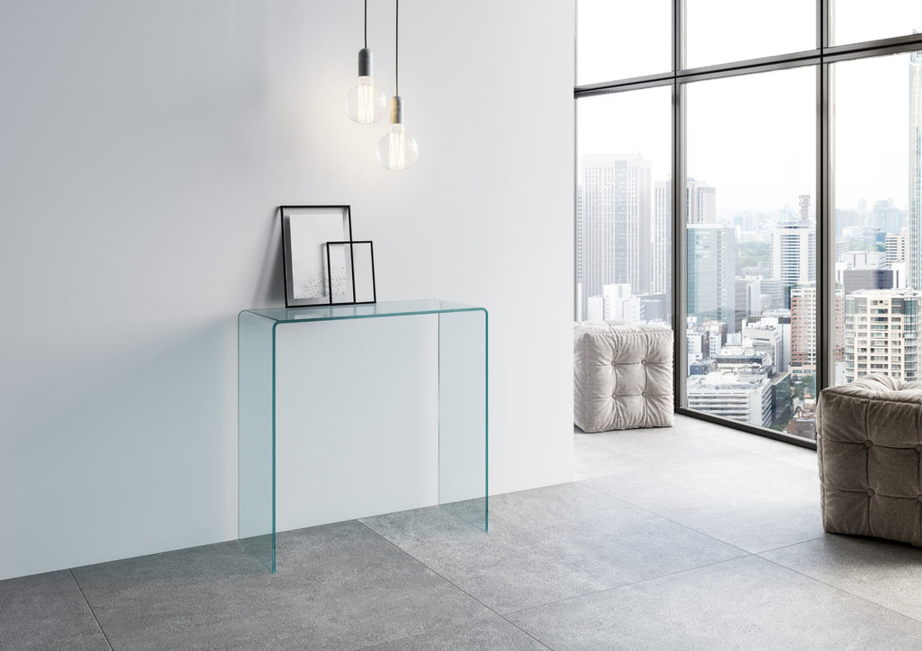 Consolle Marebbe in vetro curvato 100x40x80 cm