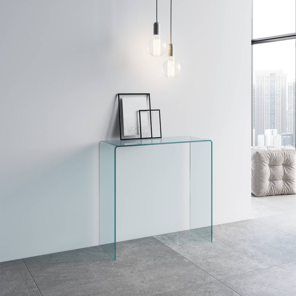 Consolle Marebbe in vetro curvato 100x40x80 cm