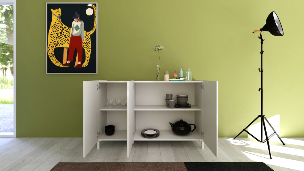 Madia 3 ante 130x40x84 cm Valzella bianco lucido