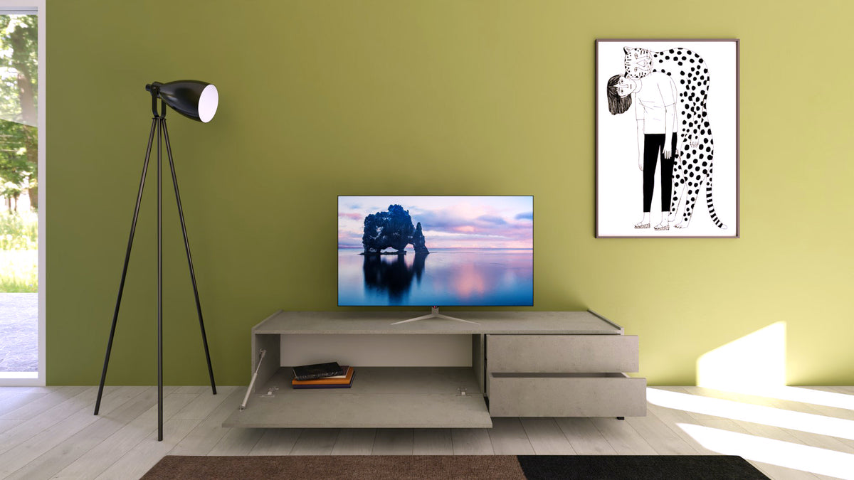 Porta TV 1 ribalta/2 cassetti 160x42x40 cm Valzella cashmere