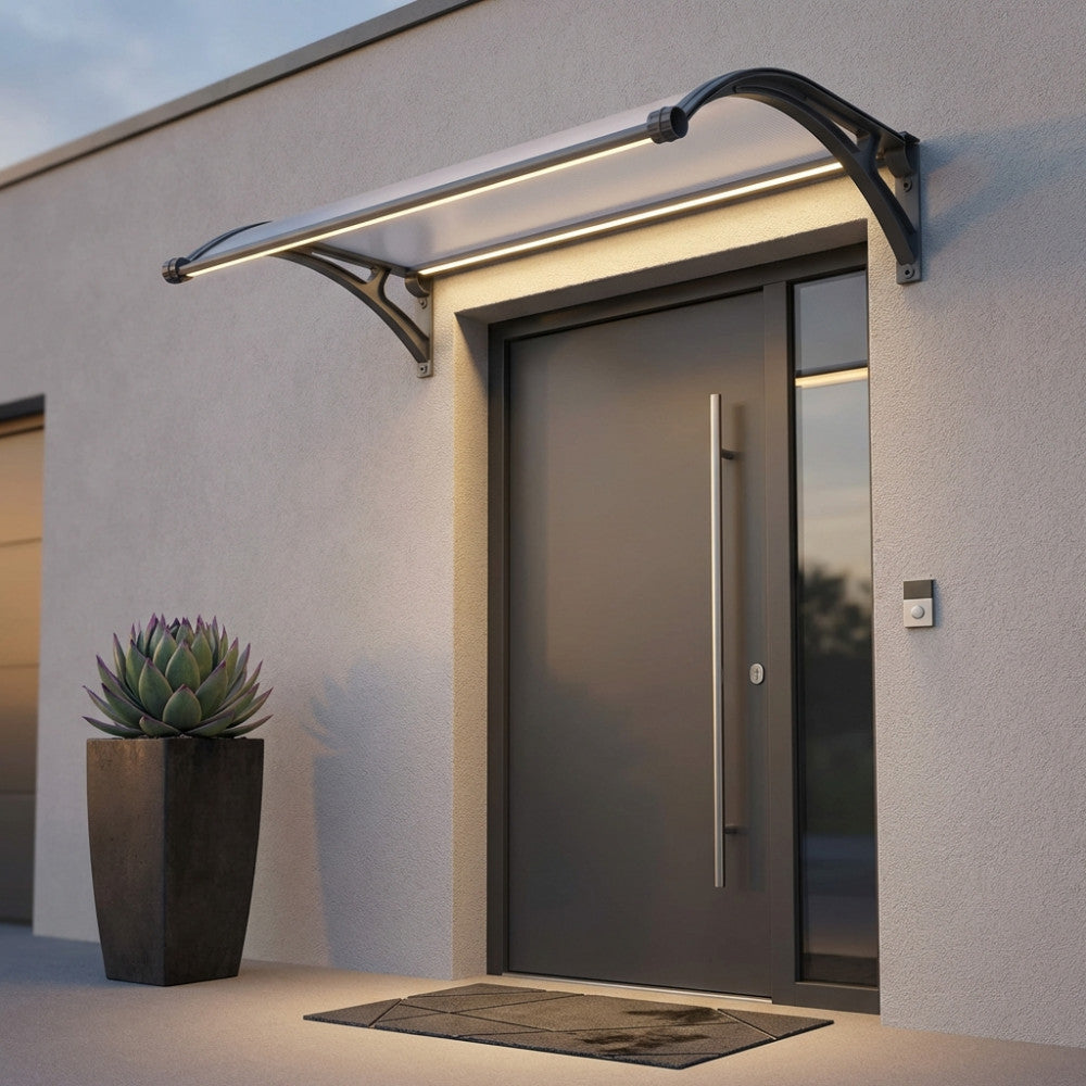 RAINBOW LED Awning, MATT 100 X 120. Awning with LED, SOLAR PANEL and 2.7 mm ABS Polycarbonate arms, self-charging, maintenance-free. Dimensions: 100 x 120 cm / D.95 x 115.