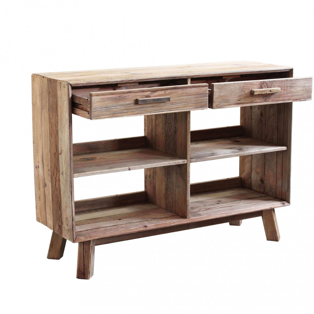 MOBILE DYLAN. Mobile con 2 cassetti e 4 ripiani in legno di pino riciclato Dimensioni: cm 117,8 x 40 x 85 h.
