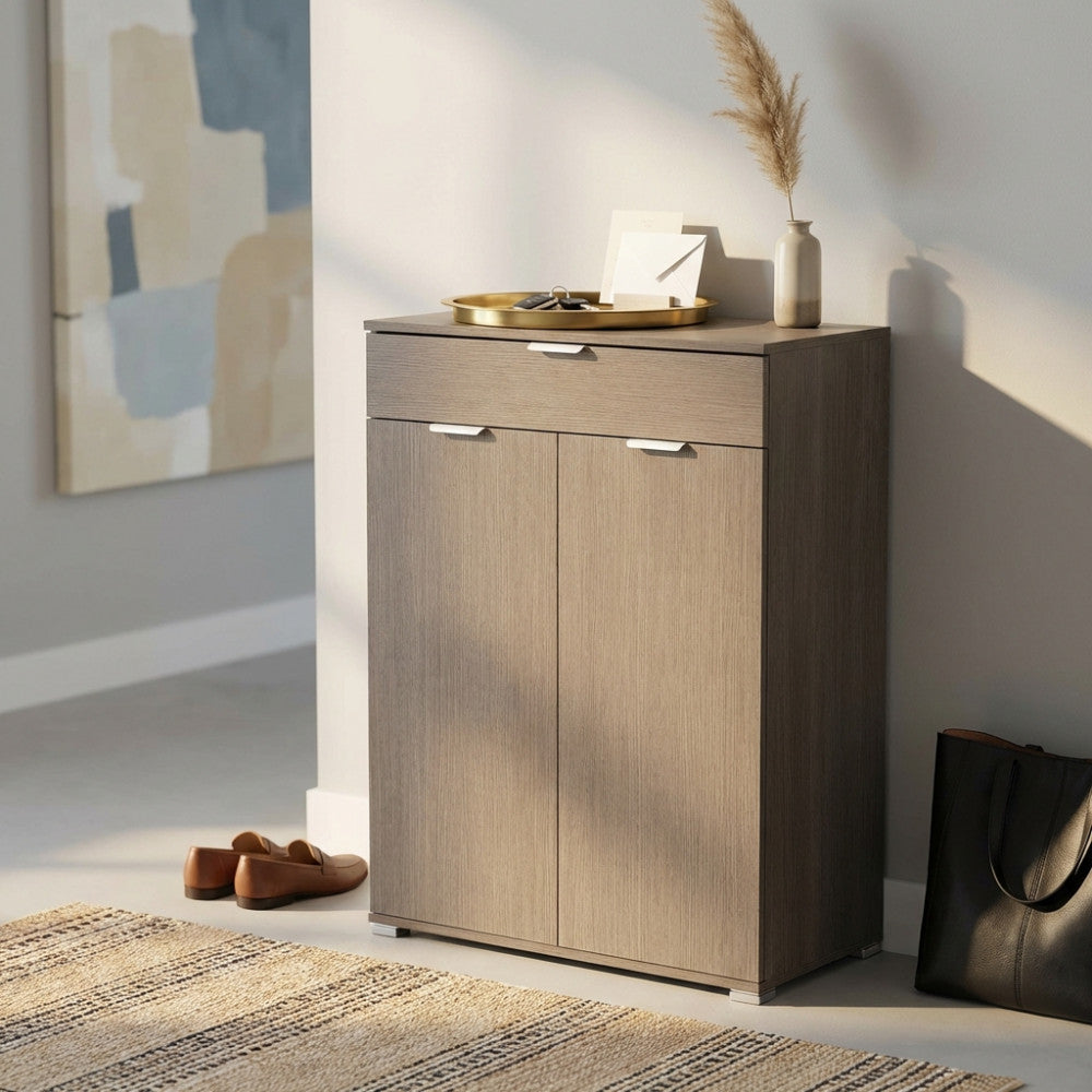 MOBILETTO CLOUD CON 2 ANTA E 1 CASSETTO ROVERE GRIGIO. Dimensioni: cm 75 x 38 x 112 h.