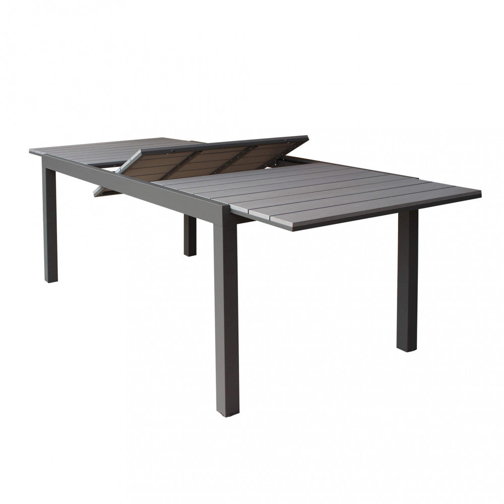 TAVOLO PENTAL 180/240 X 100. Struttura in alluminio verniciato BIANCO, TORTORA o TAUPE o ANTRACITE piano del tavolo in POLYWOOD colore grigio Dimensioni: cm 180/240 x 100 x 73 h. Arredo Giardino