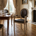 SEDIA CONSTANCE IN ECOPELLE NERA. Dimensioni: cm 55 x 46 x 96 h.