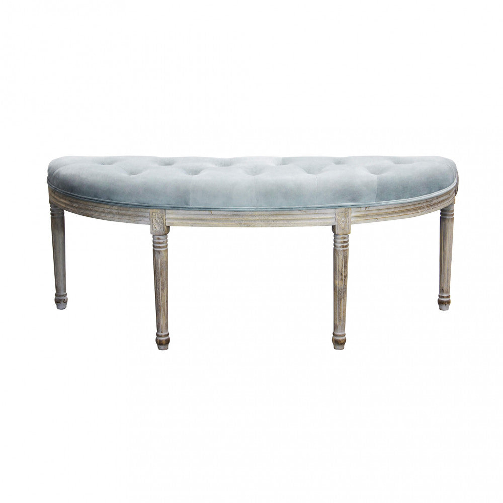 MARGI BENCH IN GREY VELVET. Dimensions: 125 x 45 x 48 cm h.