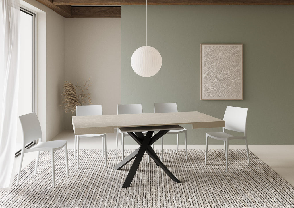 Tavolo allungabile 90x90/194 cm Casaleone cashmere gambe antracite