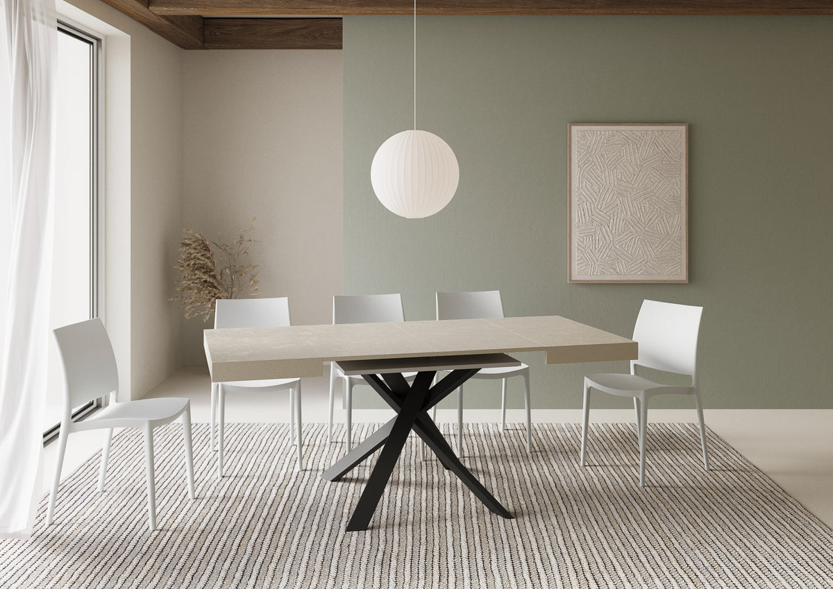 Tavolo allungabile 90x90/194 cm Casaleone cashmere gambe antracite