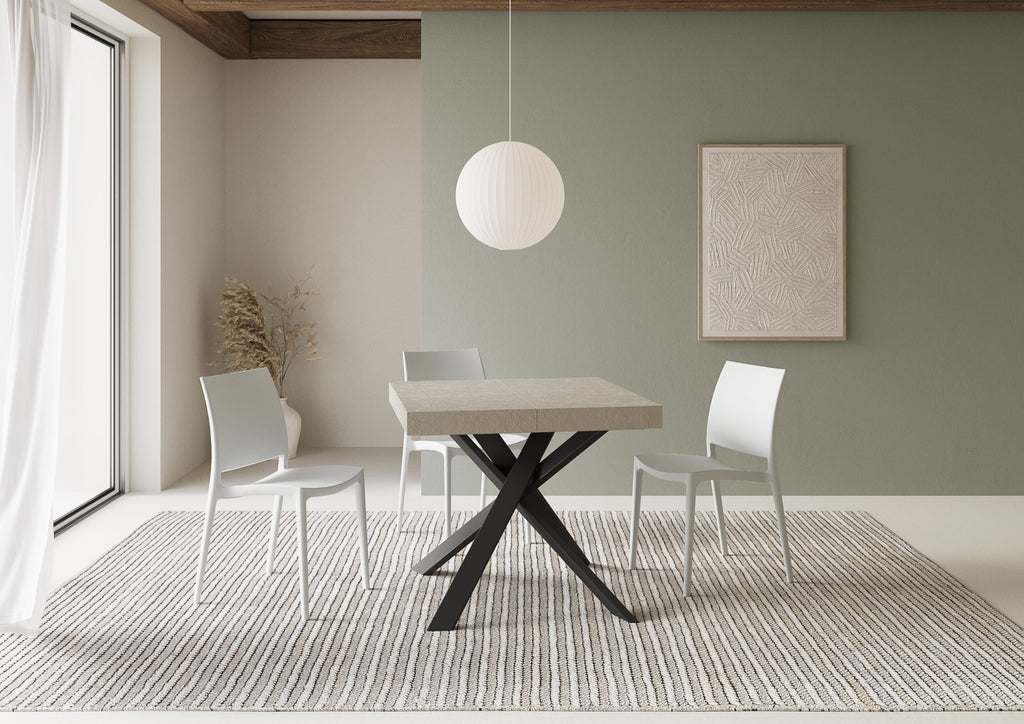 Tavolo allungabile 90x90/194 cm Casaleone cashmere gambe antracite